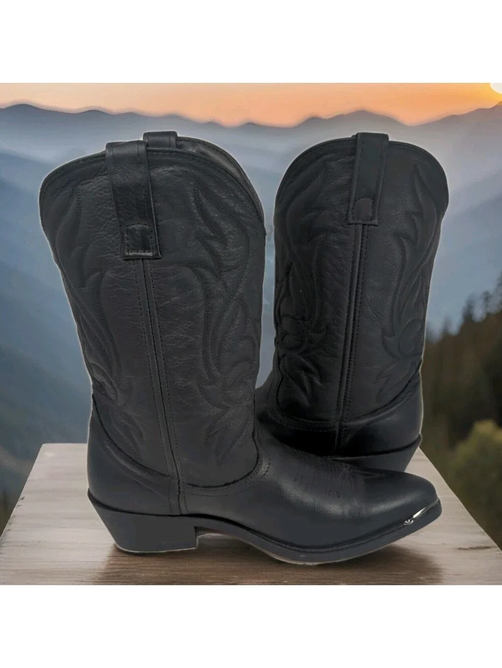 Masterson Cowboy Boot Co RB885 Mens 10.5 D Black Silver Tips J Toe Western Dress